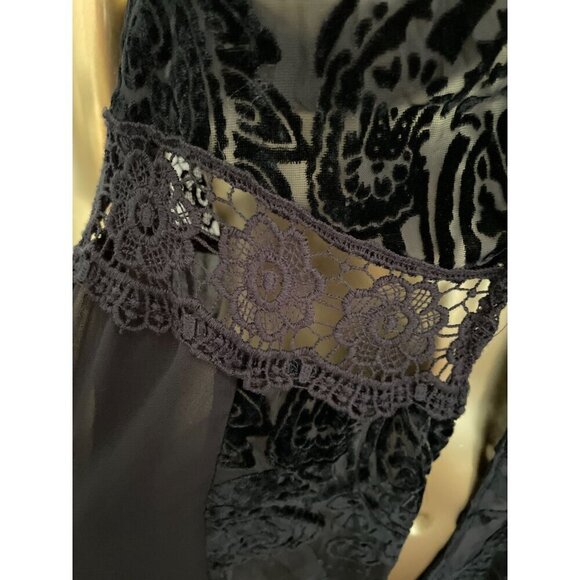 Coco + Jameson Sheer Black Burnt Velvet Lace Paisley Pattern Dress Whimsygoth - Picture 7 of 8